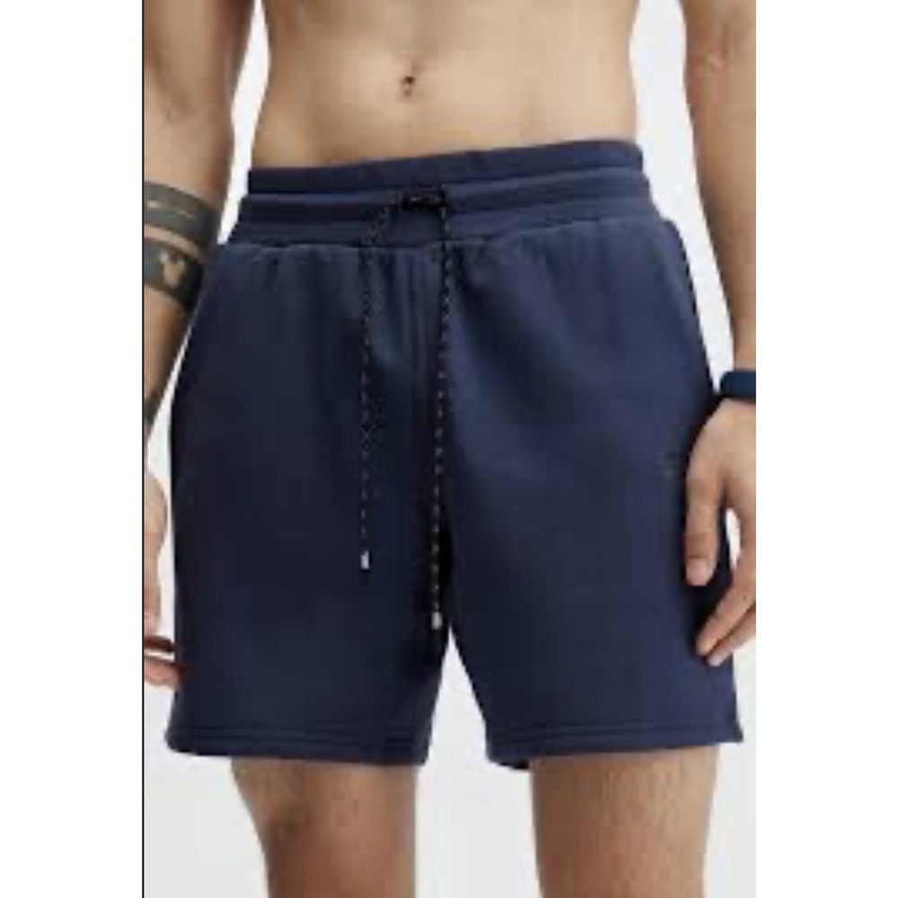 Fabletics Shorts Mens Size Medium Washed Navy Blue Postgame Short Soft Brushed